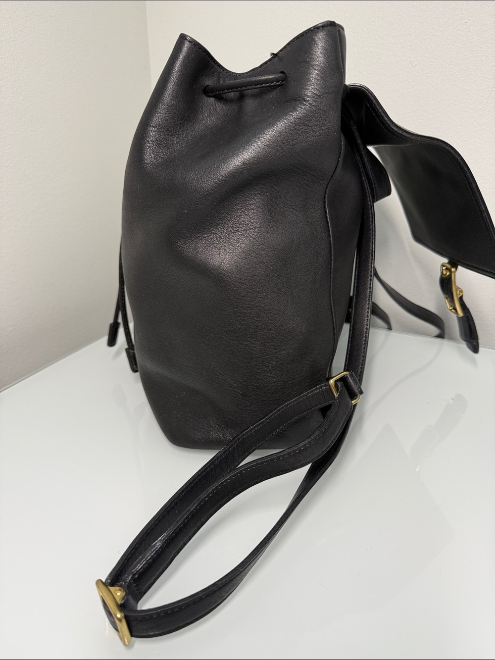 Vintage Y2K Coach Black Leather Drawstring Backpack Legacy West Large - Picture 4 of 10